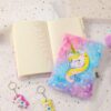 oly-2fc8ca931b4f4fb1342d15c4a488cbff Wholesale Cartoon Unicorn Plush Notebook with Lock Gift Diary for Children