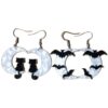 Wholesale Acrylic Bat Moon Earrings Stainless Steel Studs Halloween Jewelry Gift