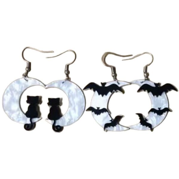 Wholesale Acrylic Bat Moon Earrings Stainless Steel Studs Halloween Jewelry Gift