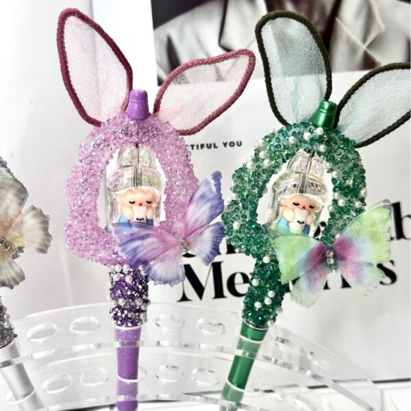 Wholesale Beaded Rabbit Charm Pen Cute Bling Design Green Refil Everyday Office Decor Gift