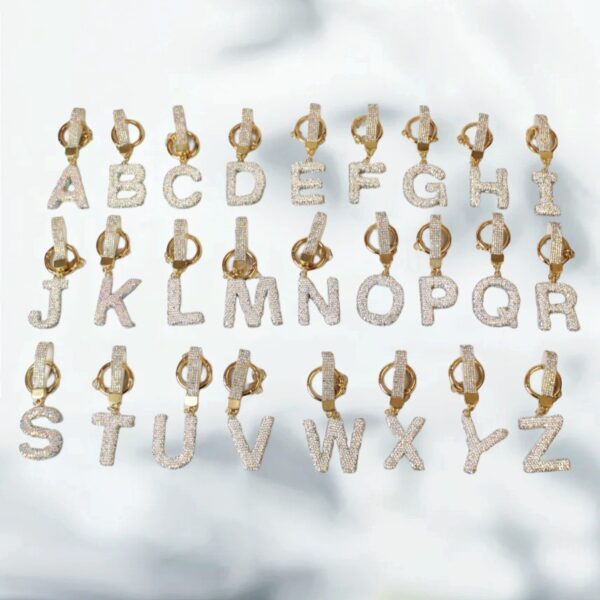 oly-30182cfeef19d1506c55ad476bd54033 Wholesale Full Rhinestone English Letter Keychain Clay Bag Charm Car Key Accessory Gift Resale