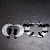Wholesale Acrylic Bat Moon Earrings Stainless Steel Studs Halloween Jewelry Gift