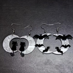 Wholesale Acrylic Bat Moon Earrings Stainless Steel Studs Halloween Jewelry Gift