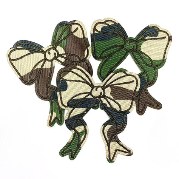 Wholesale Polyester Camouflage Five-Pointed Star Bow Embroidered Patch for DIY Craft Supply