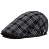 Wholesale Men's British Style Grid Cotton Linen Beret Cap Sunshade Adjustable Black Everyday Chic Gift