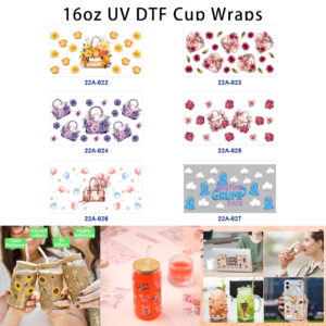 oly-30d254c7d76ed140c4b4d3cc1f02c8bb Wholesale 5pcs Watercolor Fashion Tote Bag Floral Balloon Moody Blue Cartoon Bear Cloud Mixed Print 16oz Cup UV DTF Wraps OLY Exclusive