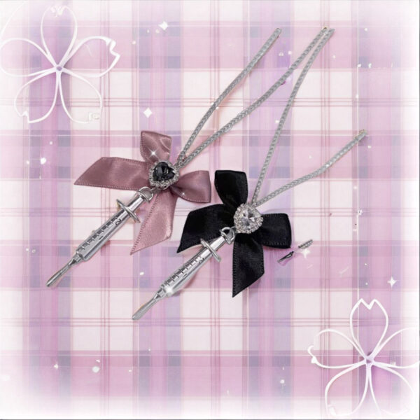 oly-30fb47127f8d7adaff2f9ce3017f6fe1 Wholesale Lolita Gothic Bow Rhinestone Syringe Necklace Fashion Accessory for Punk Gothic Costume Party Gift Boutique Resale