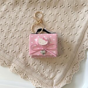 Pink polka dot cat head earphone bag
