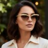 oly-311f3c6730f63ef2b06b9978106458e0 Wholesale Chic Half Frame Sunglasses Gold Frame Grey Lens UV400 Sun Protection Fashion Accessory