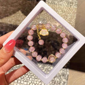 Jade Poodle Pink Ice Cracked Bracelet Boxed