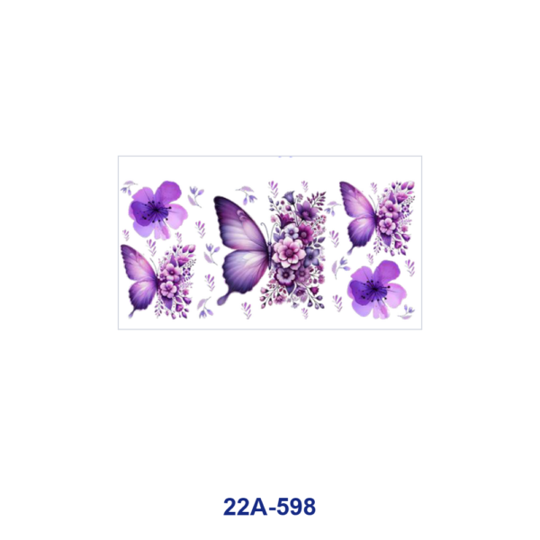 Wholesale 5pcs Moody Romantic Watercolor Butterfly Bow Pink Purple Dark Rose Floral Cluster Decor Prints 16oz Cup UV DTF Wraps