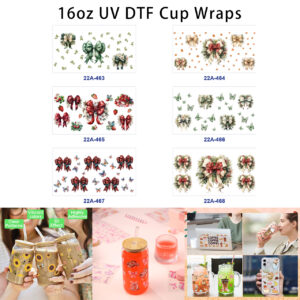 oly-312dd9de3a775fddaa4e5ad63a2386c1 Wholesale 5pcs Vintage Floral Ribbon Bow Strawberry Butterfly Mixed Decor Prints 16oz Cup UV DTF Wraps