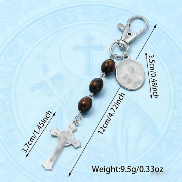 oly-313e0c25ddfce98ed79430d5dda70a8a Wholesale European American Style Alloy Cross Wood Bead Keychain Fashion Accessory for Baptism Gift