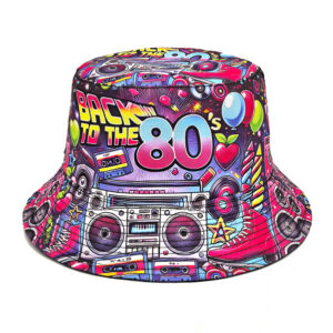 oly-31517e2d533bf0a02d135be803159545 Wholesale Retro Vintage Double-Sided Bucket Hat with Pattern Letter Print Sun Protection Fashion Cap