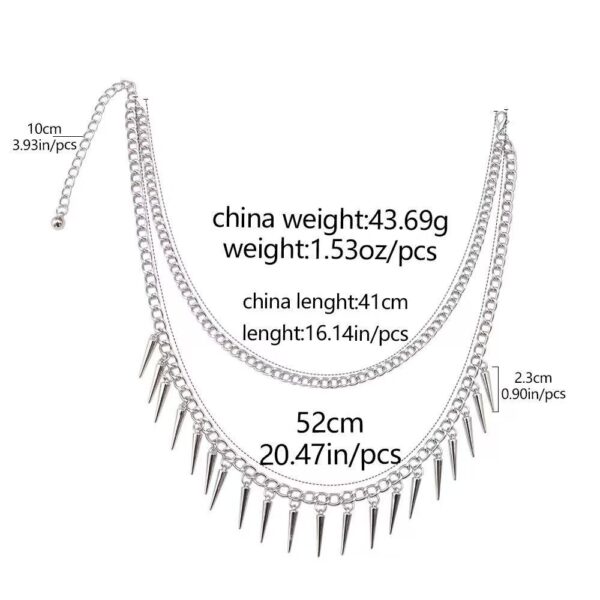 oly-31522c9b6521d3763888267033f6475b Wholesale Punk Style Double Layer Fringe Rivet Clavicle Necklace, Fashion Jewelry Accessory for Casual Everyday Gift