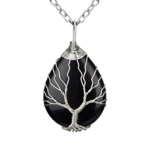 Black agate water drop (large size 3x4cm)