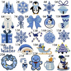 Winter cartoon fabric patch set - 24 pieces