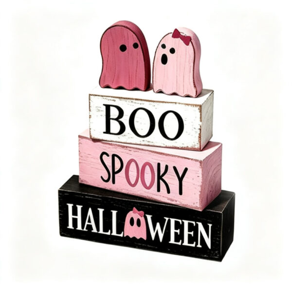 Wholesale Wooden Halloween Ghost Ornament Decorative Accent for Party Home Resale