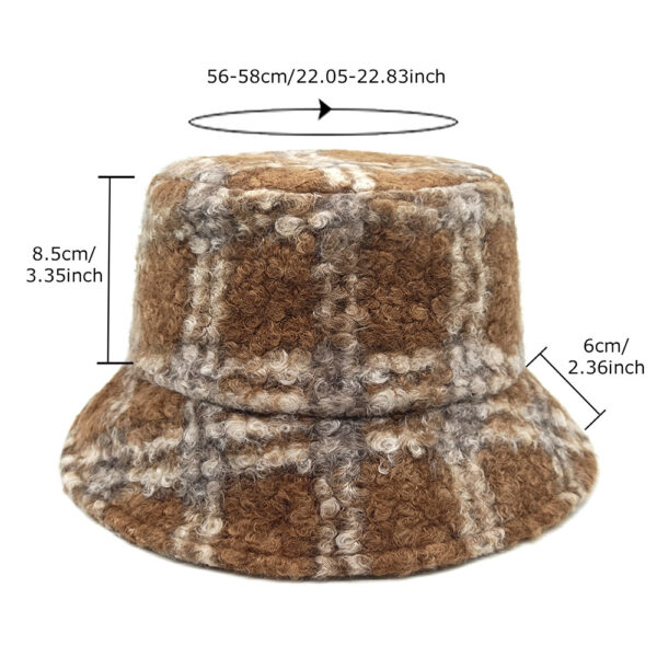Wholesale Retro Plaid Teddy Fleece Bucket Hat Stylish Casual Fashion Accessory for Men Women Gift Resale