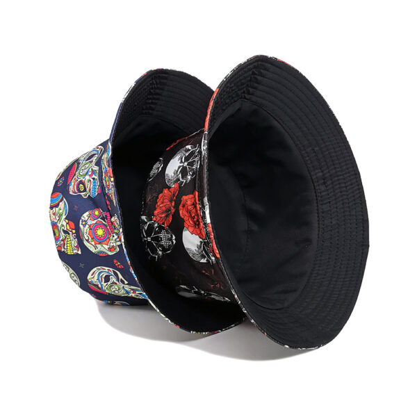Wholesale Trendy Double Sided Fisherman Hat with Skull Pattern Sunscreen Bucket Hat Fashion Accessory for Resale