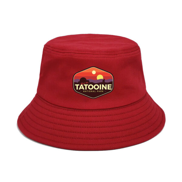 Wholesale Trendy Sunrise Print Fisherman Hat Unisex Sun Protection Outdoor Dome Hat Short Brim Black Resale Accessory