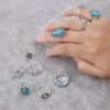 oly-31ce246ddda5d4b1b52890bfbcd663ba Wholesale Vintage Turquoise Geometric Ring Set 10 Piece Jewelry Accessory for Boutique Resale