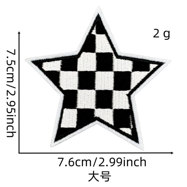 oly-31e6a52d76223aca98e070d47390fcd0 Wholesale Black White Plaid Embroidered Patches Set - Star Lightning Heart Design Fashion Accessory for DIY Clothing Decor