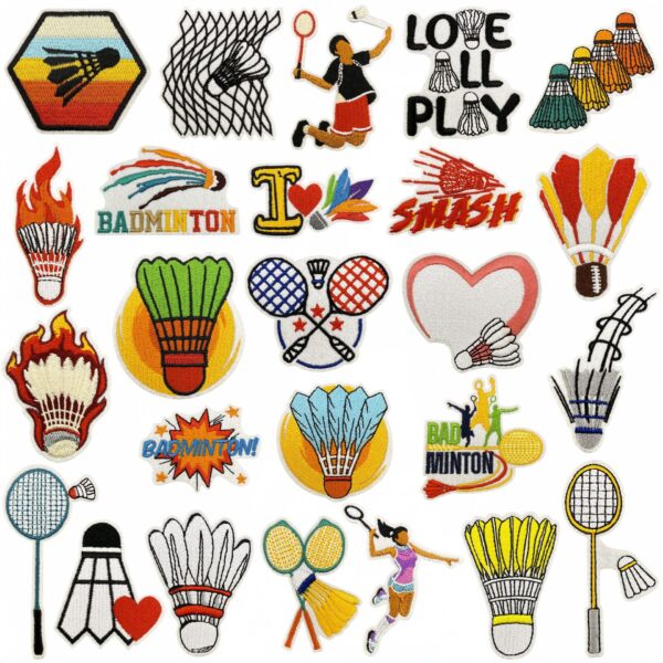 Wholesale Colorful Graffiti Badminton Embroidery Patch Decorative Sports Sticker for Gift Resale