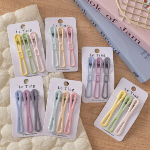 Wholesale Metal Duckbill Hair Clips 3-Pack Candy Color Water Drop Style Fashion Accessory
