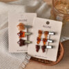 oly-3226644cb47c7cd3661761747ce9c47a Wholesale 3-Pack! Caramel Color Cute Star Bow Hair Clips, Side Clips, Girly Duckbill Clips, Bangs Clips, Hair Accessories