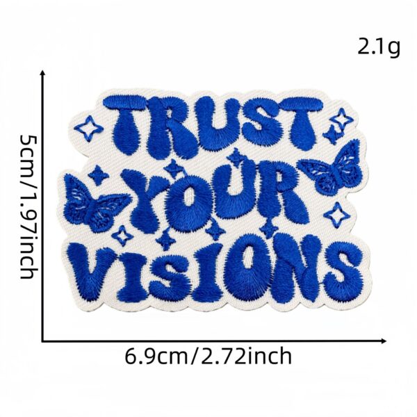 oly-3239efa6fa96ee3e27117855b71b1aa1 Wholesale Blue English Quote Embroidered Patches Decorative Iron On Appliques for Party Gift