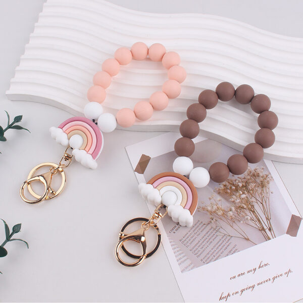 oly-32545ba32b25b15208a055bb70248c58 Wholesale Silicone Rainbow Beaded Keychain Fashion Accessory for Keys Bag and Gift