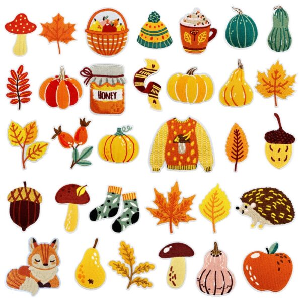 Wholesale Polyester Thread Embroidered Patch Autumn Harvest Maple Leaf DIY Bag Accessory