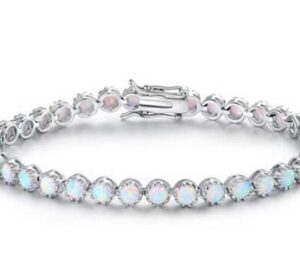 Wholesale Women's Silver Tone Opal Bracelet Alloy Electroplated Boutique Resale