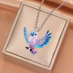 Wholesale Colorful Cute Parrot Bird Acrylic Pendant Necklace Fashion Accessory