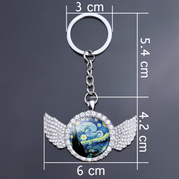 Wholesale Starry Night European Style Rhinestone Keychain Zinc Alloy Bag Charm Pendant