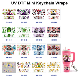 Wholesale 8pcs Floral Heart Cute Calf Cartoon Character Tumbler Tags Custom Keychain Decor Mini Cup Keychain Sticker OLY Exclusive