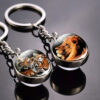 Wholesale Double Sided Glass Ball Keychain with Animal Motif Metal and Glass Keyring for Wedding Gift Boutique Resale