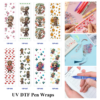 Wholesale 2/8/16pcs UV DTF Stickers Cartoon Tree Man Floral Butterfly Heart Print Pen and Bookmark Stickers OLY Exclusive