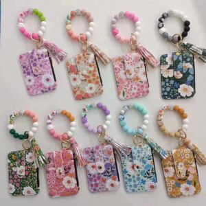 Wholesale Pastoral Floral PU Card Holder Keychain, Decorative Gift Accessory