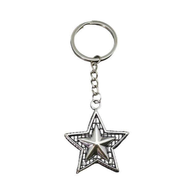 Wholesale 3D Embossed Star Distressed Finish Zinc Alloy Keychain Car Key Accessory for Men