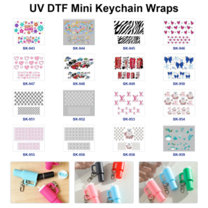 Wholesale 8pcs Retro Floral Rainbow Zebra Stripe Heart Bow Vehicle Beverage Vessel Perfume Gem Texture Decor Mini Cup Keychain Sticker OLY Exclusive