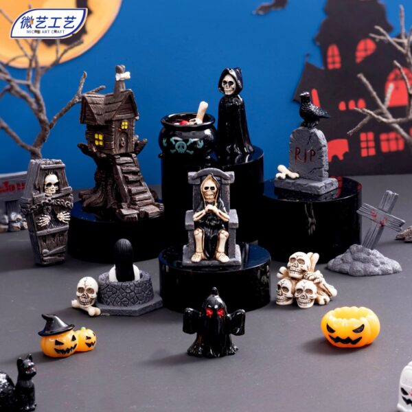 oly-339188e998e29b4df9519aa75df9a09e Wholesale Halloween Resin Skull Mummy Decor Decorative Accent Home Office Tabletop Ornament Boutique Gift