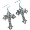 oly-33be8c4a961e6a1a2dbdfec5f8436549 Wholesale Gothic Vintage Cross Moth Earrings, Alloy Silver Plated Jewelry Accessory for Party or Everyday Wear