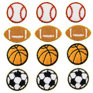 Wholesale Embroidered Towel Patches with Gold Trim for Kids Clothing Decoration