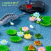 Wholesale Cartoon Floating Bamboo Raft Leaves Resin Miniature Aquarium Decoration DIY Home Decor Gift