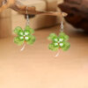 oly-33e438a1188c4b92948be94de488cda7 Wholesale Acrylic St Patrick's Day Green Heart Clover Earrings Jewelry Accessory