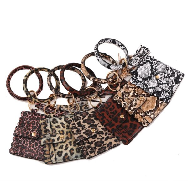 oly-33eafd1876314ae0f84f60eb052bc0a9 Wholesale PU Leopard Print Keychain Card Case Wallet with Tassel Stylish Boutique Gift