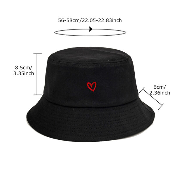 oly-341db27ef53bdc64519702ff4b8a275d Wholesale Chic Heart Embroidery Bucket Hat Cotton Sun Protection Fashion Accessory