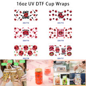 oly-341e4de77d3b1a4b63b2a8b789dc1621 Wholesale 5pcs Retro Street Pop Lip Print Lipstick Cherry Rose Strawberry Bold Slogan Mixed Decor Prints 16oz Cup UV DTF Wraps